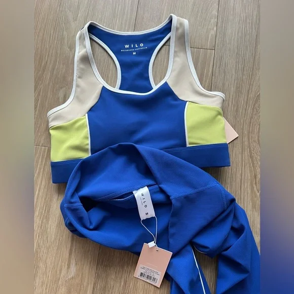 Anthropologie Wilo The Label Pink Ribbed 2 pc Activewear Brand NWT blue - Picture 5 of 6